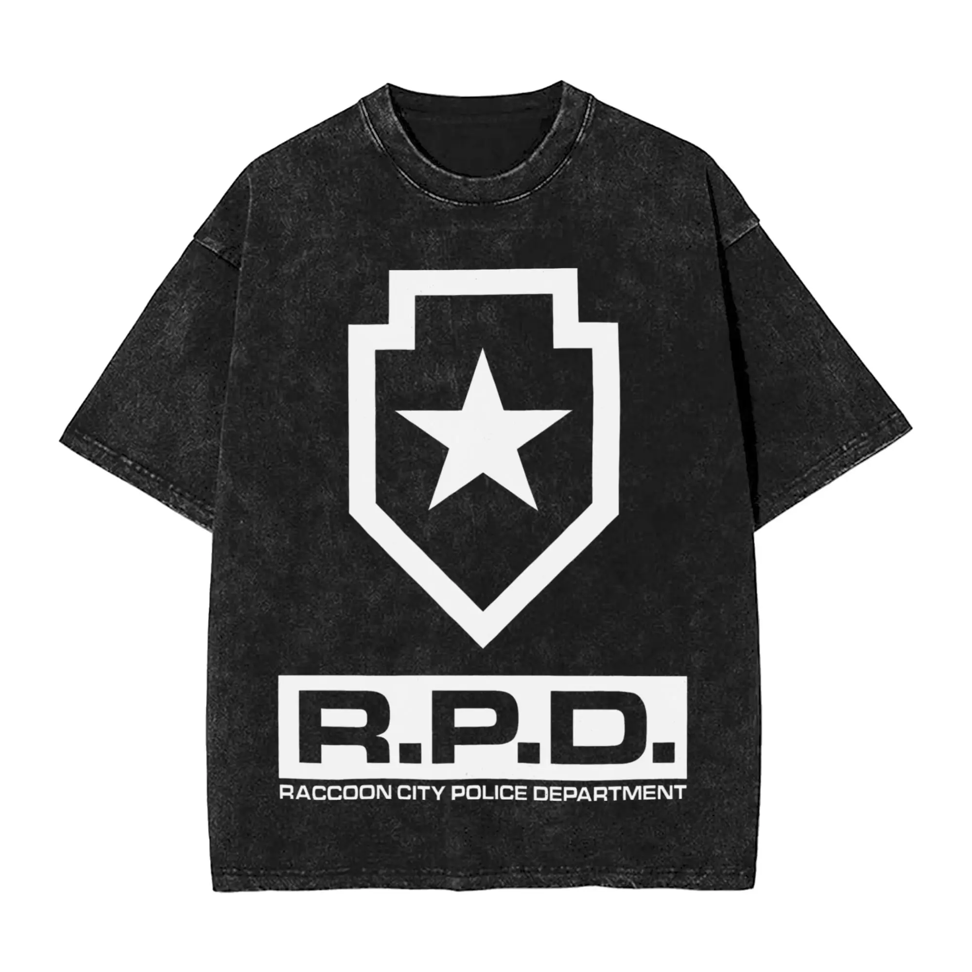 Raccoon City Polices Department RPD T Shirt Washed Cotton Oversize T-Shirts for Men Women Streetwear Graphic Printed Tee Shirt