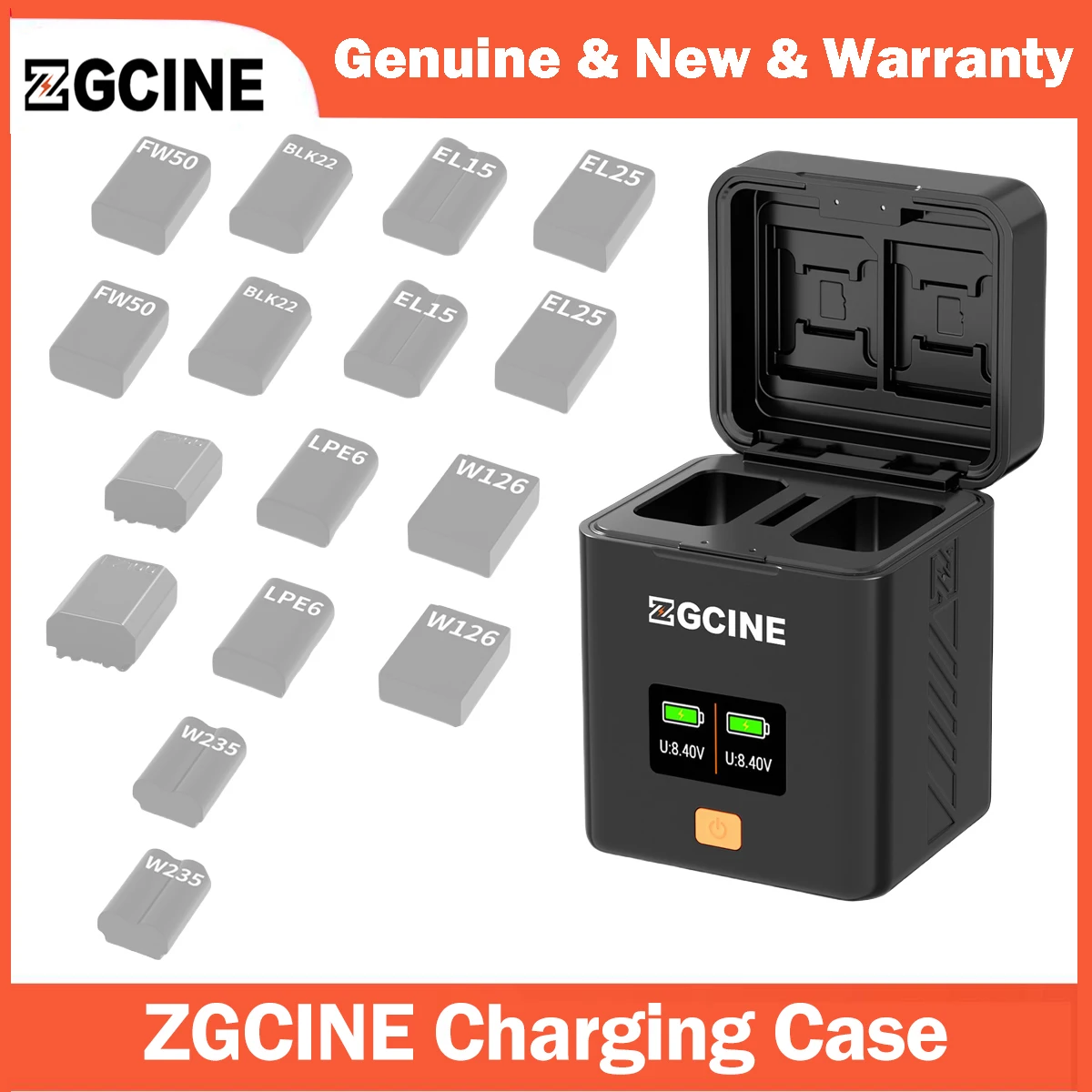 ZGCINE Portable Battery Charger For Sony Canon Nikon Panasonic Lumix Series Battery 2 Slots TF Card Battery Storage Charger Box