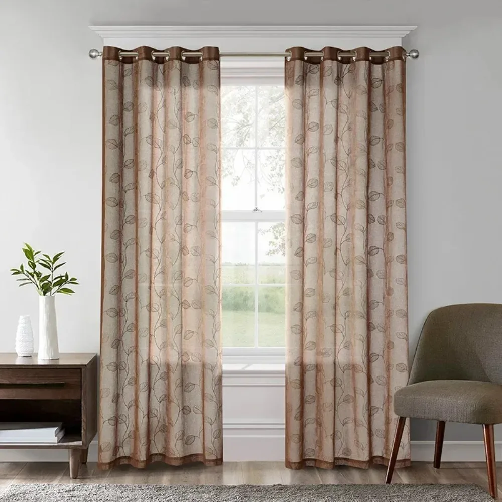 New Curtain Semi-blackout Vertical Curtain American Simple Multi-color Embroidered Curtain Tulle Finished Product