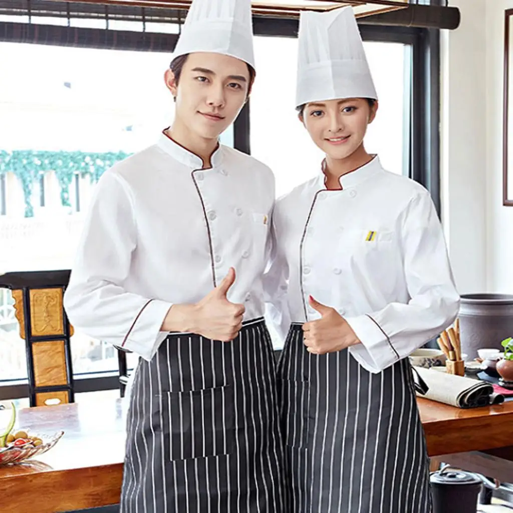 Unisex Chef Coat Long Sleeve Comfortable Executive Chef Apparel Quick Drying Uniform for Restaurant Hotel Kitchen