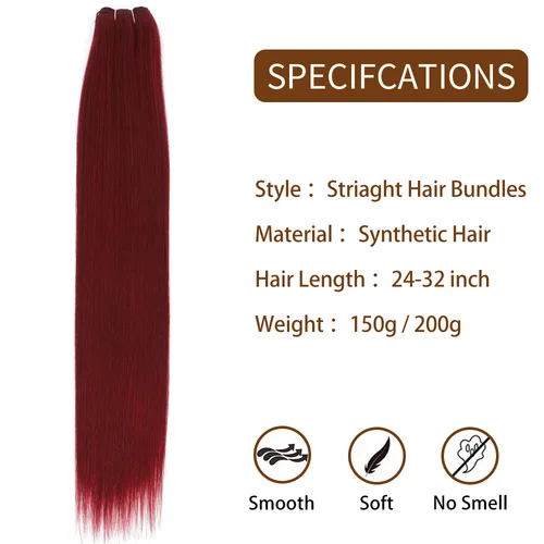 Imagen 2 del producto Mechones de pelo liso de proteína biológica de 24-32 pulgadas, tejido de pelo suave naranja de alta temperatura, 150g, 200g, marrón ombré M888