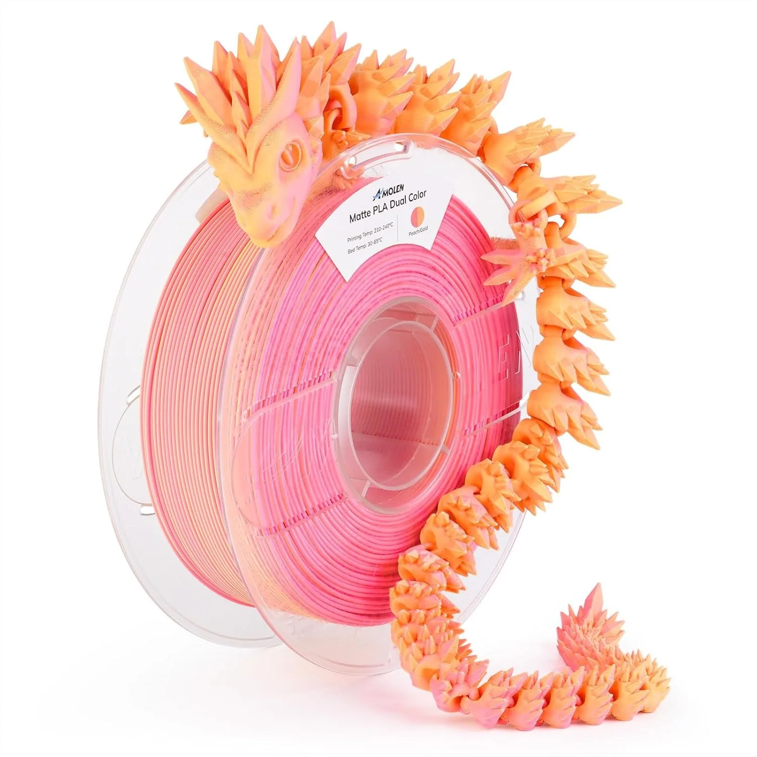 

Matte PLA 3D Printer Filament, Dual Color Peach Gold 1.75mm Smooth Finish Color Change 1KG/2.2lb