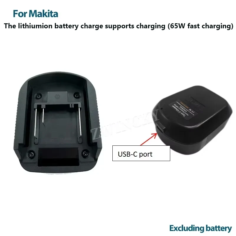 Carregador de bateria para makita 18v bateria de íon-lítio suporta carregador (carregamento rápido de 65w) para carregamento de interface de banco de potência tipo c