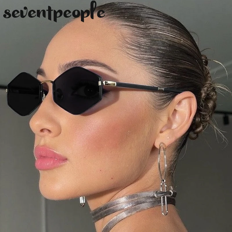 Small Frame Hexagon Punk Sunglasses Women 2025 Luxury Brand Classic Steampunk Polygon Sun Glasses For Ladies Vintage Shade UV400