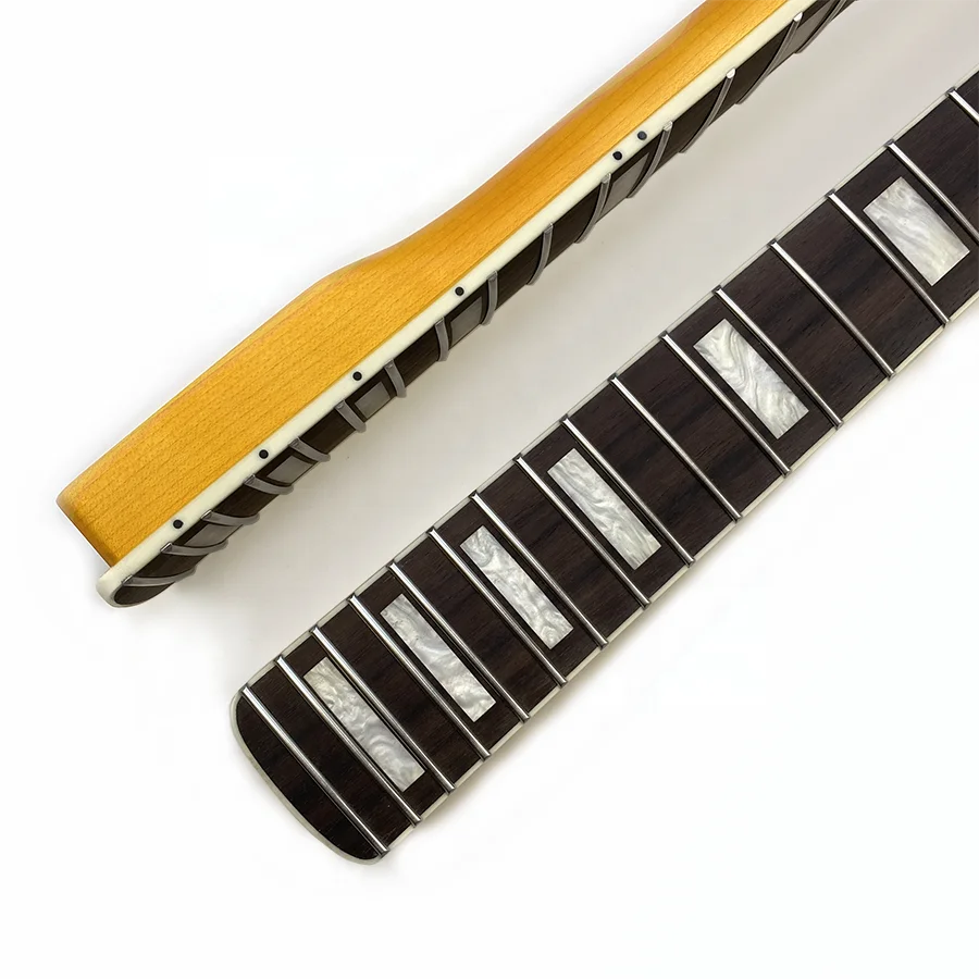 Hooqu 22-ладовый атласный кленовый гриф для электрогитары ST, гриф для электрогитары с большой головкой и белой переплетом