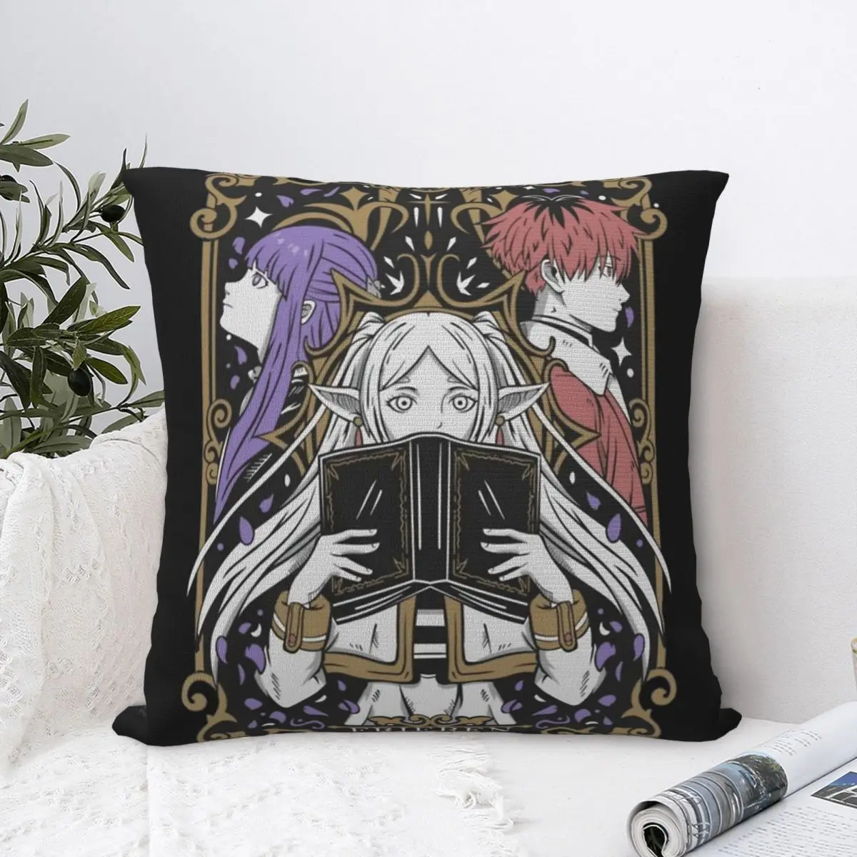 Frieren Bootleg Design Square Pillow Case Cushion Covers Fashion Zipper Decorative Pillowcase for Car 40x40cm