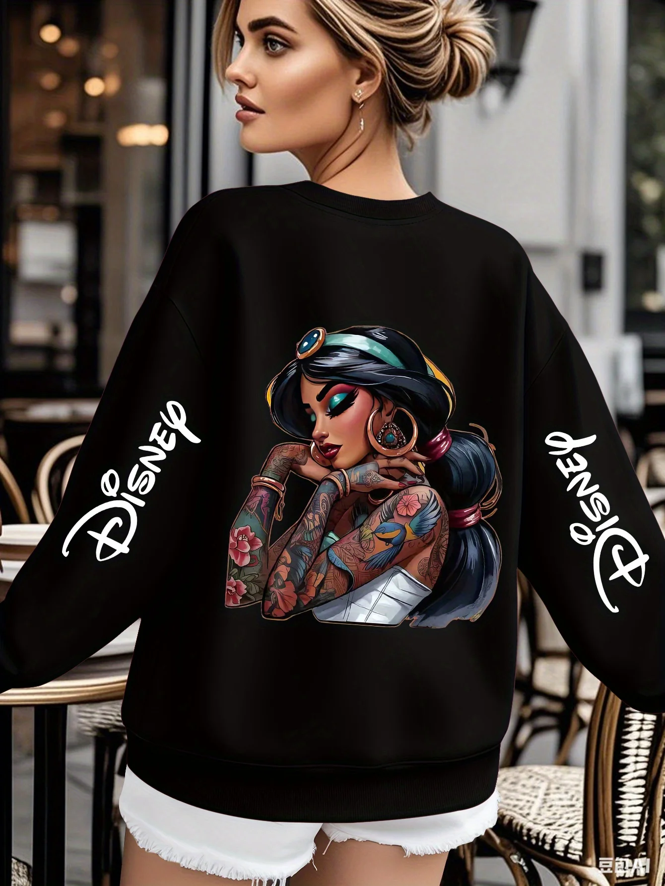 ديزني الأميرة الياسمين الأخضر علاء الدين البلوز النساء الرجال سترات قطنية عالية الجودة البلوز الخريف الشتاء الصوف المعتاد س الرقبة معطف #2