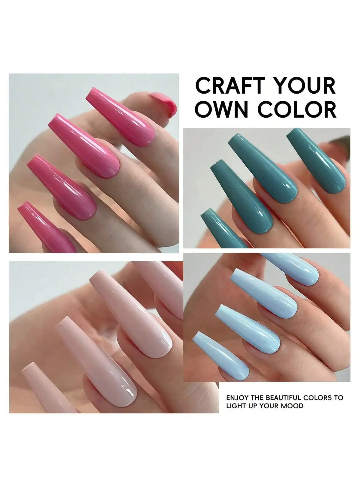 XEIJAYI 6pcs 15ml Blue Green Gel Nail Polish Series Pure Color Semi Permanent Nail Polish Set Kit Soak Off Uv Varnish Nail Art