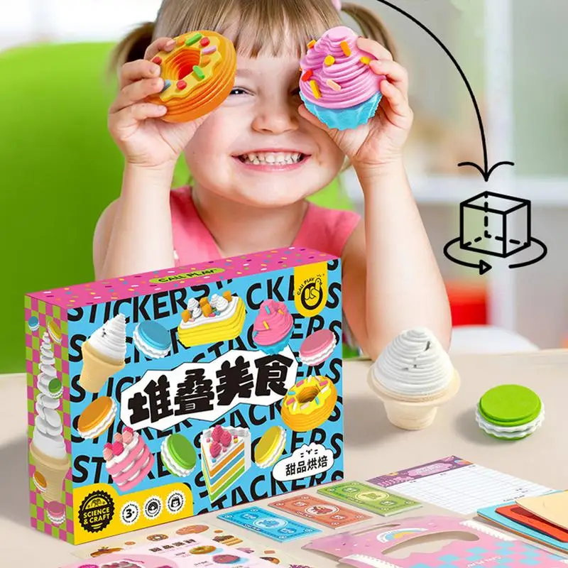 Japanese Sushi Toy Stacking Toys Cake Desserts Breakfast Game Kitchen Accessories Educational Fake Food Toy for Kindergarten