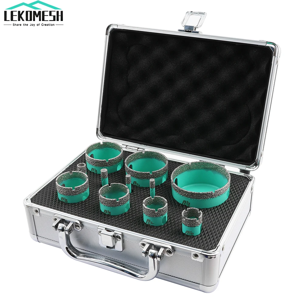 LEKOMESH 11pcs Set Diamond Drill Bits Kit Triangle Shank Porcelain Ceramic Marble Marble Diamond Core Drill Bit