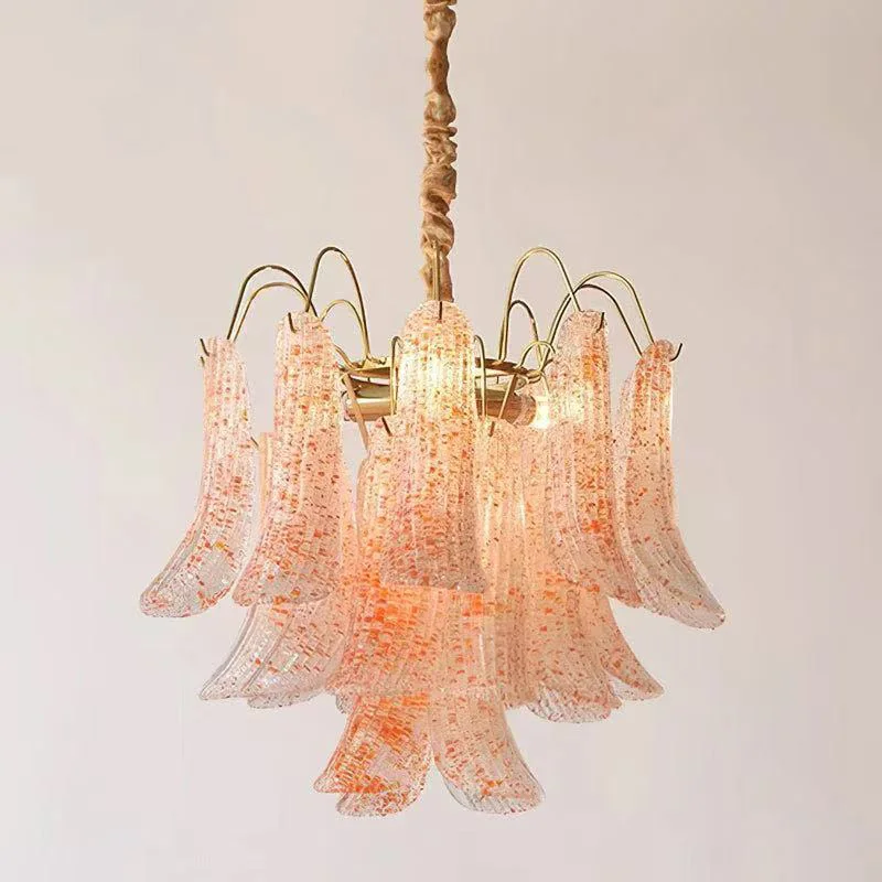 北欧スタイルのムラーノシャンデリア、馬蹄型のガラスデザイン、調節可能な吊り下げチェーン、丸型調光可能な光沢照明