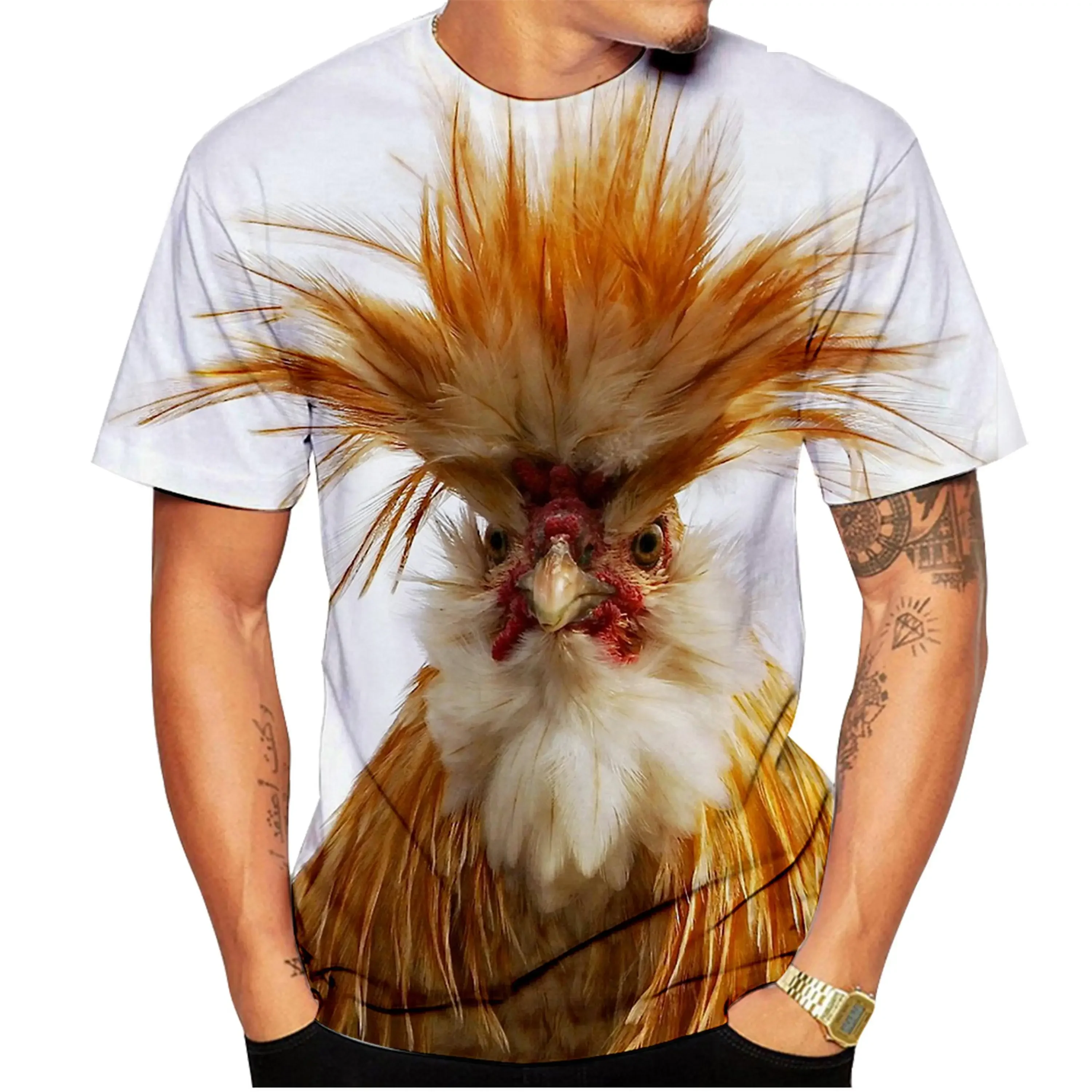 

New Summer Fashion Graphic Print T Shirt Rooster Fun Men Ladies Kids Street Style Breathable Lightweight Sports Tops