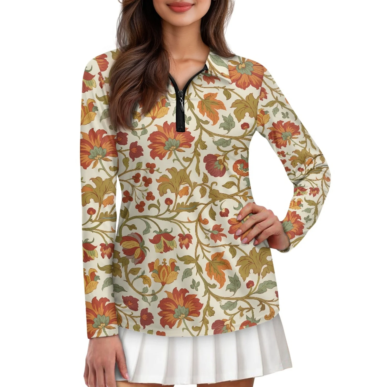 PENSTROLL Floral Womens Breathable Golf Clothes Plus Size Running Polo Shirts for Tennis Court