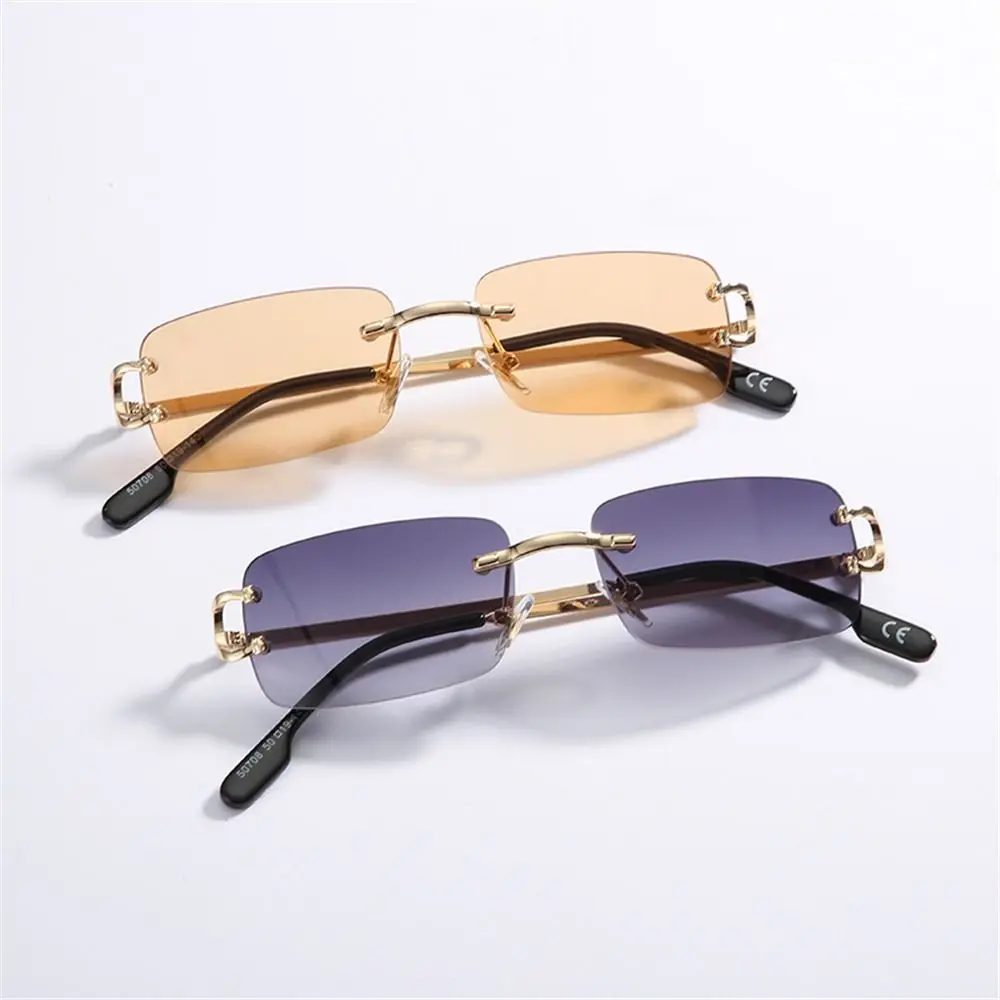Modische Vintage-Sonnenbrille aus Metall, Retro-UV400-Sonnenbrille mit rechteckigem Rahmen, 90er-Jahre-Sonnenbrille für Damen und Herren