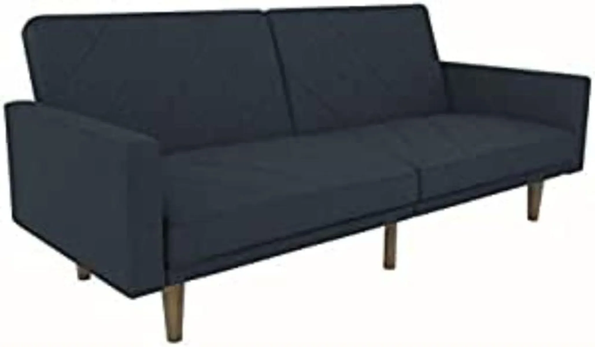 DHP Paxson Convertible Futon Couch Bed with Linen Upholstery and Wood Legs - Navy Blue, Modern/Contemporary