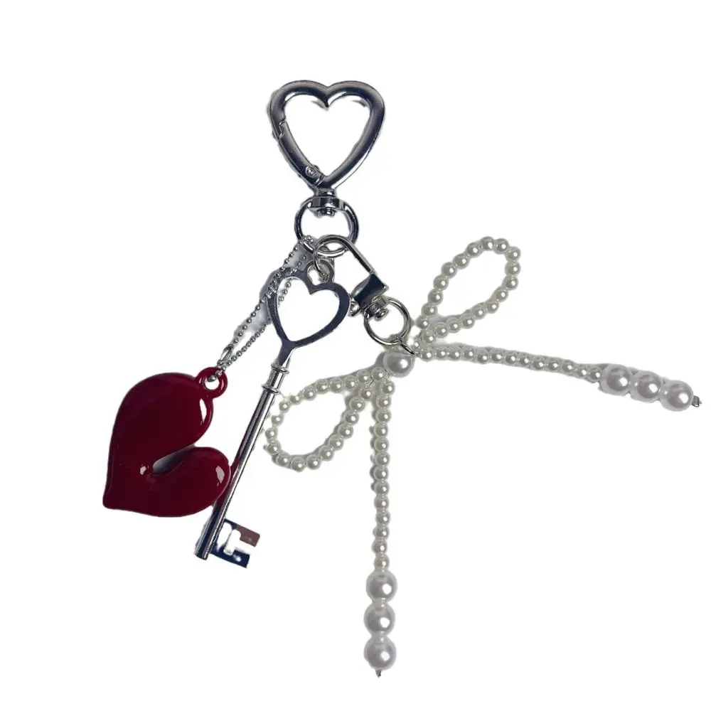 Fashion Heart Bow Bag Pendant Y2K Handmade Rope Bag Charm Korean Style Key Ring Accessories