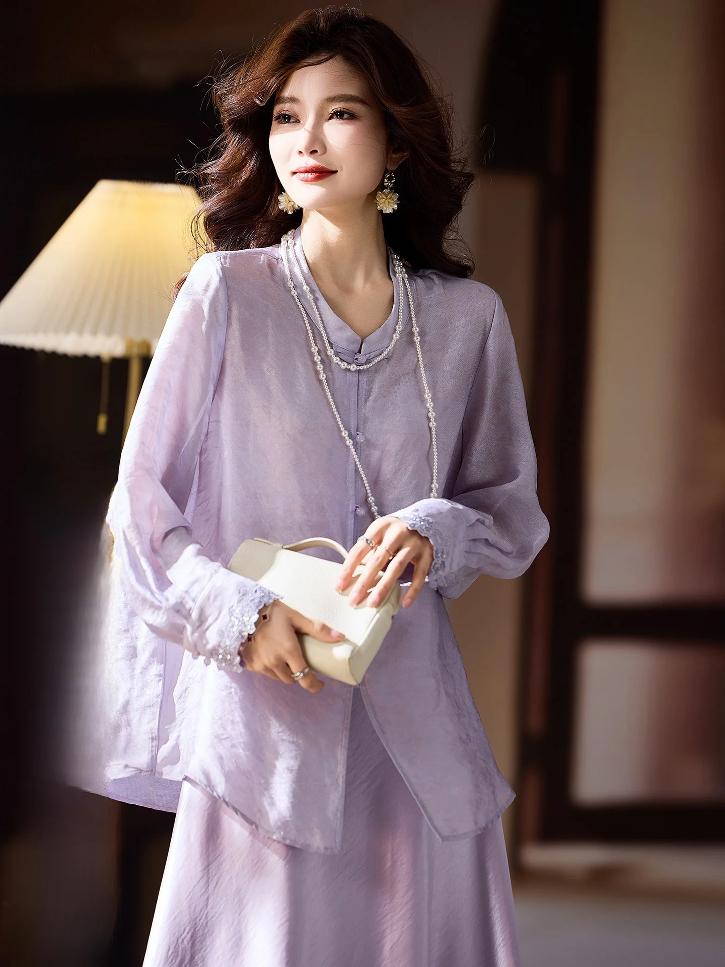 

Ele Long Sve Women's irt Floral Embroidery Casual Breathable Spring New Sle plus Size Chinese Sle Top Trendy