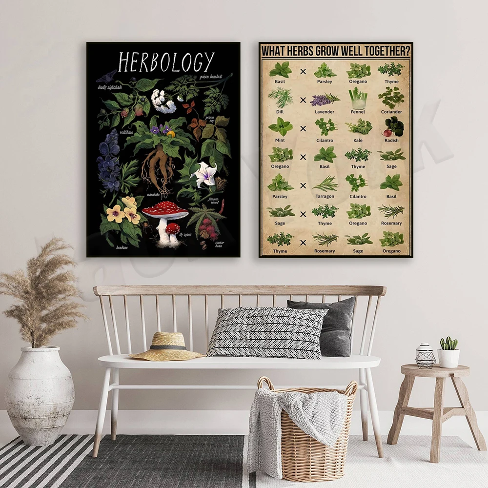 ハーブが一緒に成長するもの植物の魔法のポスター、ハーブ主義、 - Herbal Gardens Wellness のレビューと価格