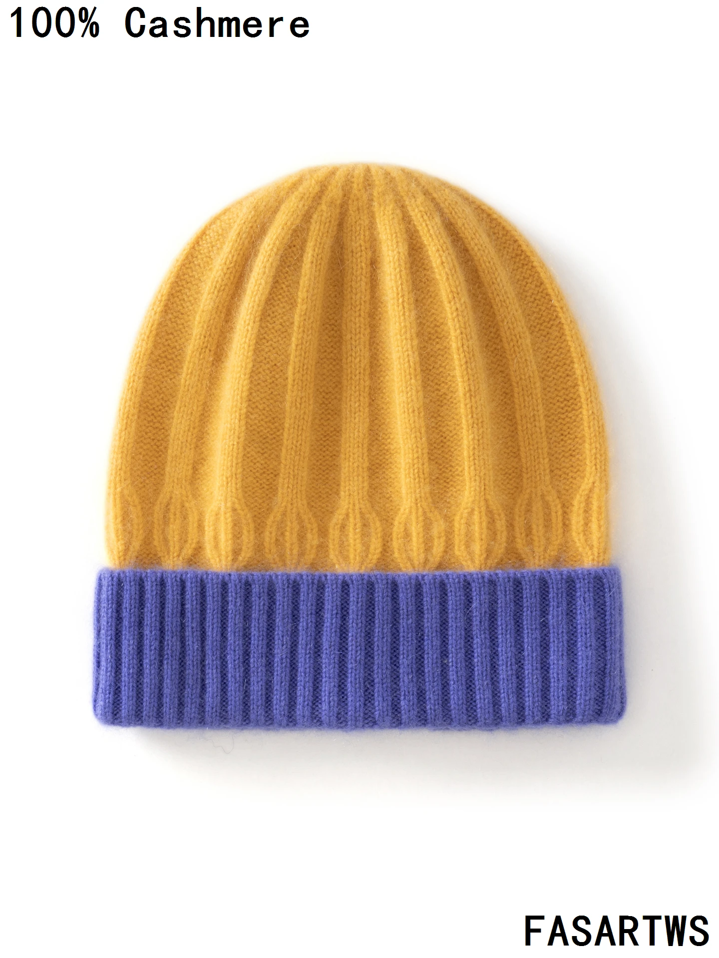 

FASARTWS Quality 100% Cashmere Hats Children's Hat Color Blocked Boys/Girls Knitted Hat Winter Warm Windproof Unisex Knitted Cap