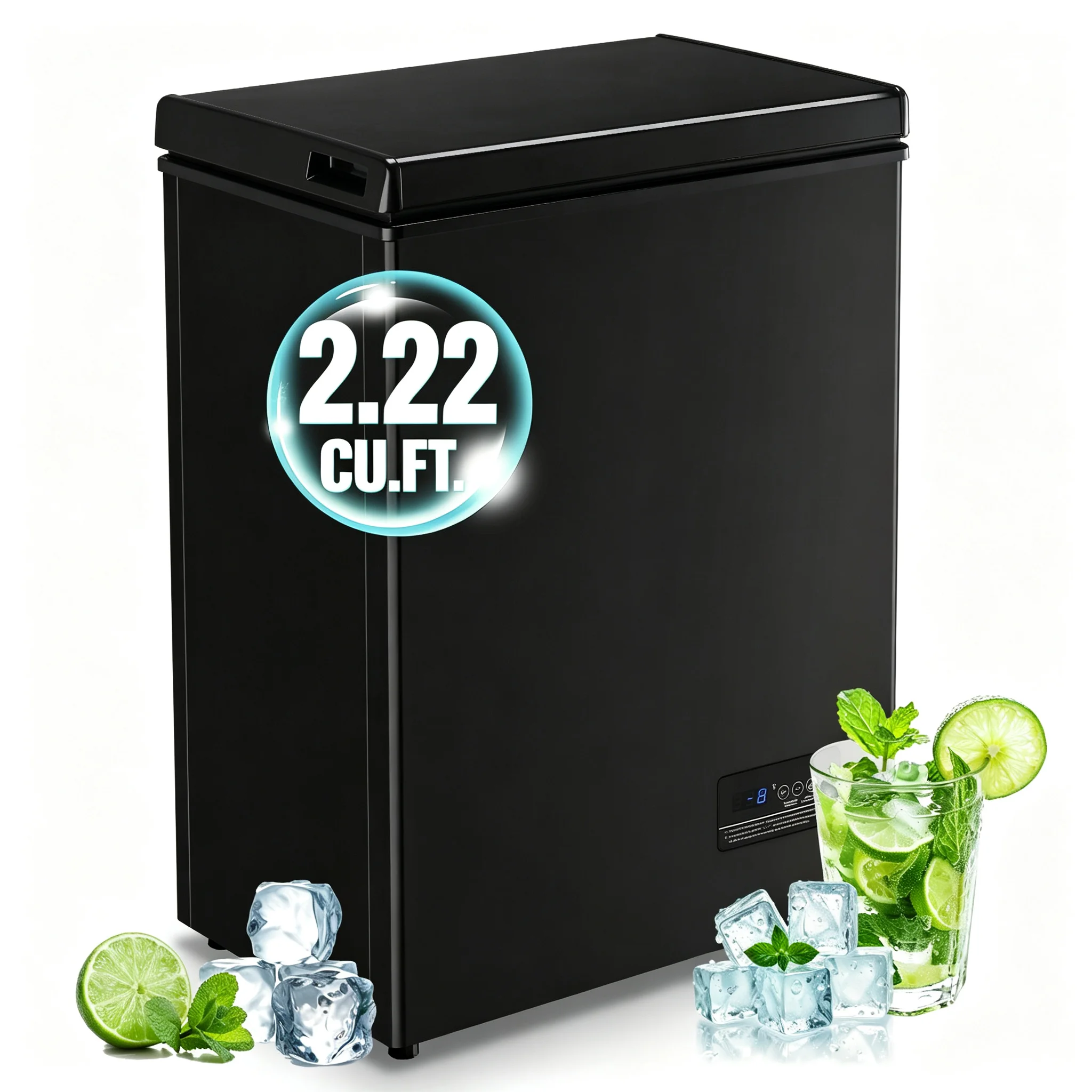 DEMULLER Deep Freezer 2.22 CU.FT. Mini Freezer with Top Open Door Chest freezers 2 Storage Baskets
