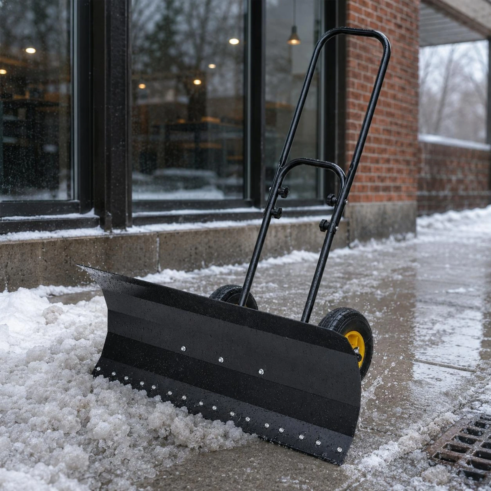 

Wheeled Ice Remover Pusher Arched Blade Outdoor Tool