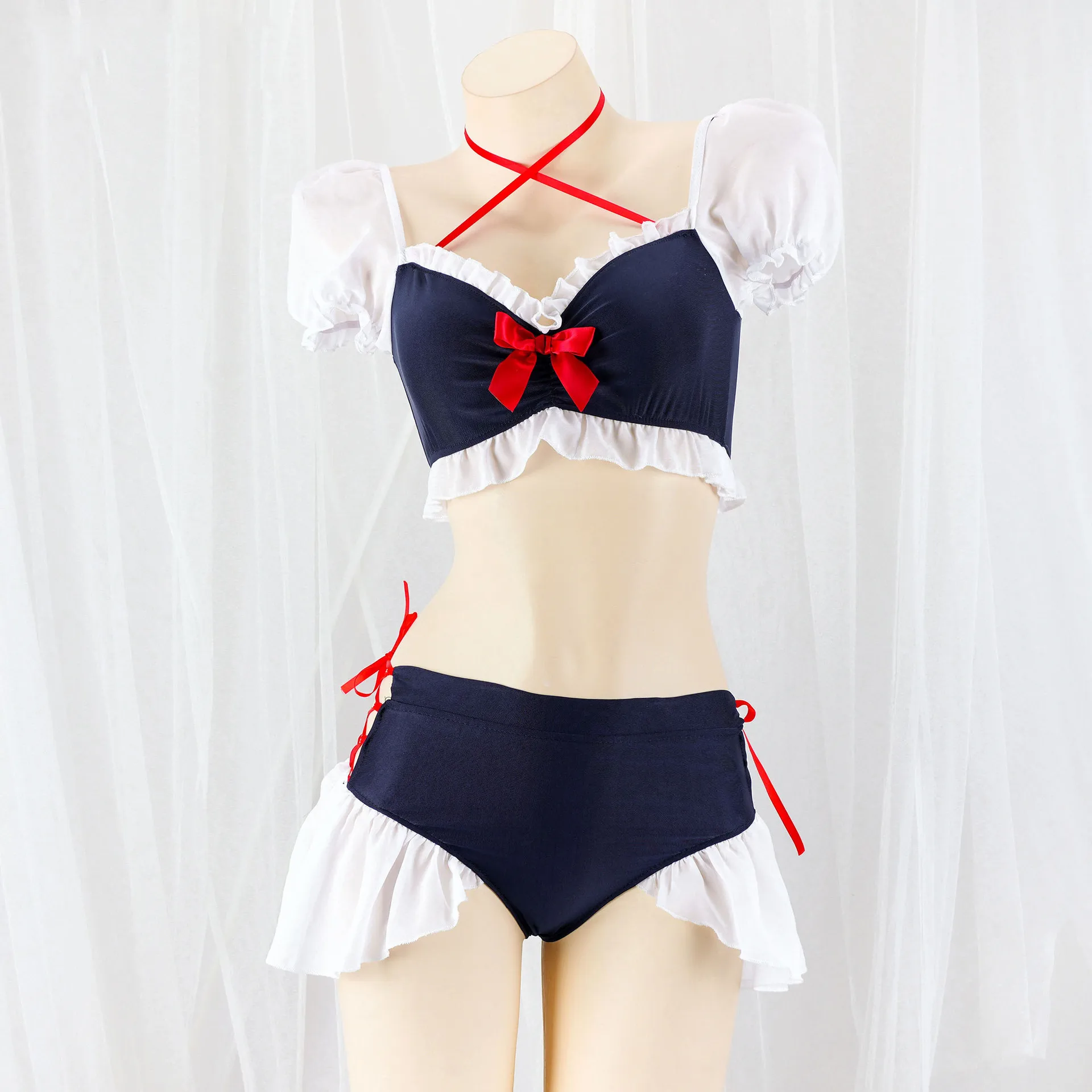 Anime Princess Girl Lolita Chiffon Ruffle Swimsuit Unifrom Women Beach Cute Bikini Underwear Outfits Costumes Cosplay