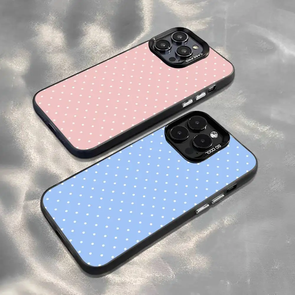 

Classic Polka Dot Phone Case For iPhone 17,16,15,14,13,12,11 Plus,Pro Max,XS,Colorful Silver Black Cover