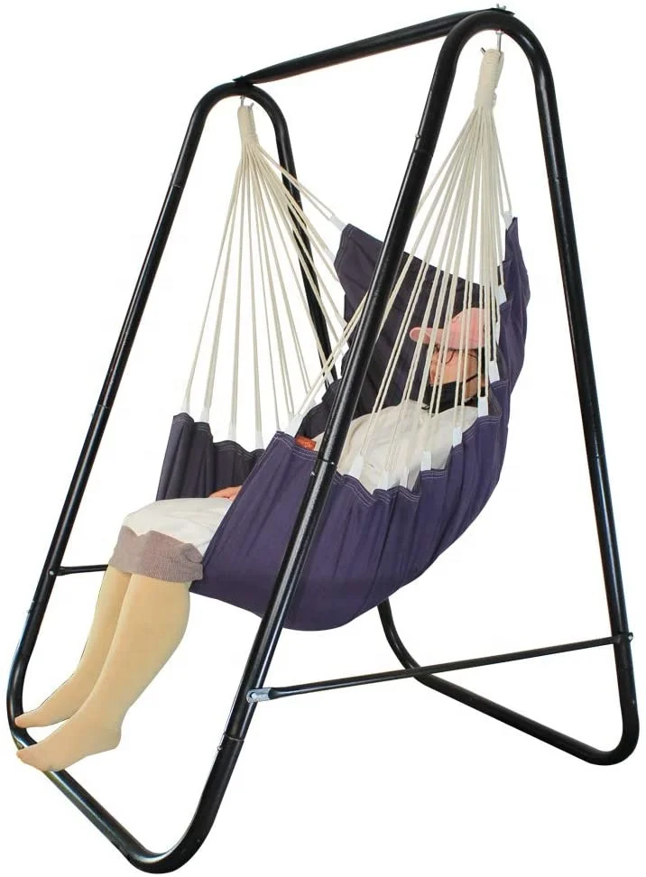 Hammock Chair Suspended Upholstered Indoor Swing with Stand