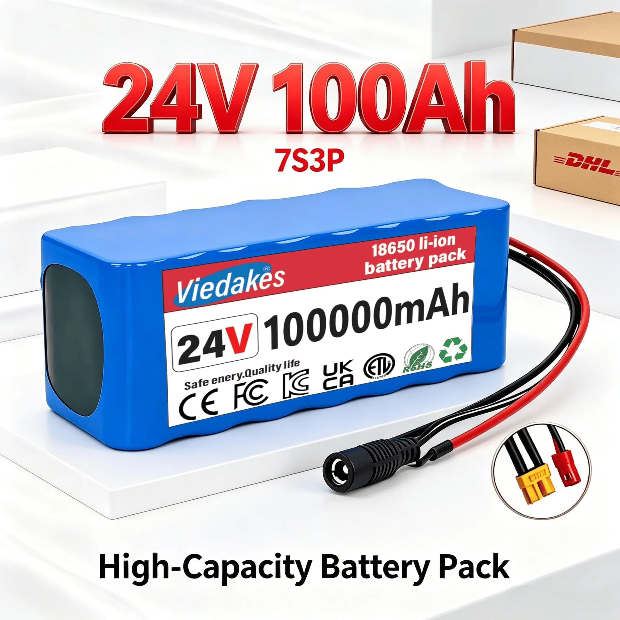 

✈️24V Lithium Battery Free Charger Custom Connector For Scooter Pump Wheelchair Camping Toy Car Device 24V Akku Batterie