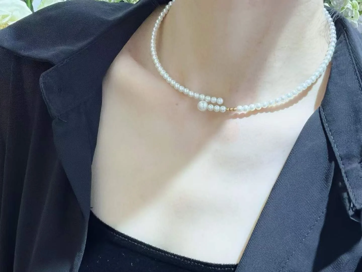 Certificate Natural Freshwater Pearl Necklace 3.5-8mm Flawless Tiny Pearl With 18K Gold Bead Luxury Choker Layered Fine Jewelry