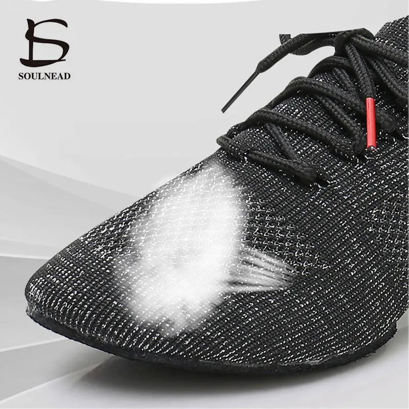 Jazz Dance Shoes Women Line Dancing Shoes Soft Bottom Woman Dance Sneakers Casual Slippers Mesh Knitted Slip-on Female Shoes