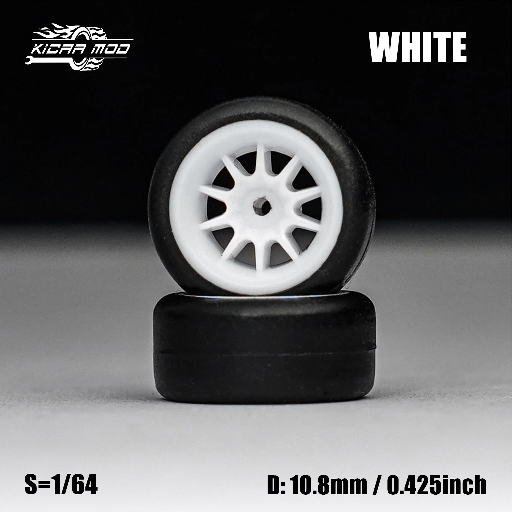 1/64 Modellauto Weiße Räder mit festen Gummireifen, inklusive Nieten für die Nachrüstung von Diecast-Modellen, 4 Stück pro Set – Detail 10