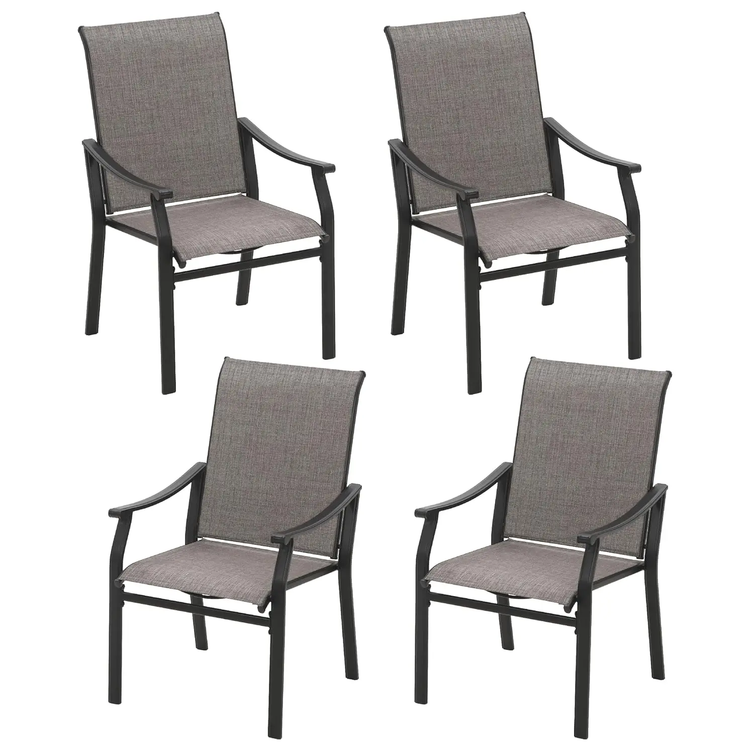 Metal Outdoor Dining Chairs 4-Pack, Weather & Rust Resistant E-Coated Frame, Breathable Quick-Dry Sling, Patio Lawn, Customized
