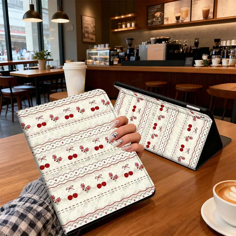 

Cherry Pattern Creative Design For iPad Pro 7 8 9 Gen 2 11 13 5th 6th 10th 11th M5 M4 12.9 10.9 10.2 Inch 2024 2025 Tablet Case