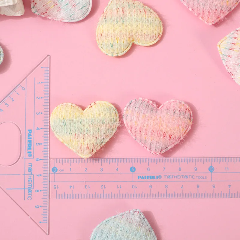 30 Stück 4,5 cm große, gepolsterte Häkelherz-Applikationen für DIY-Haarspangen-Zubehör, Kleidung, Kopfbedeckungen, Taschendekoration, Patches – Detail 1