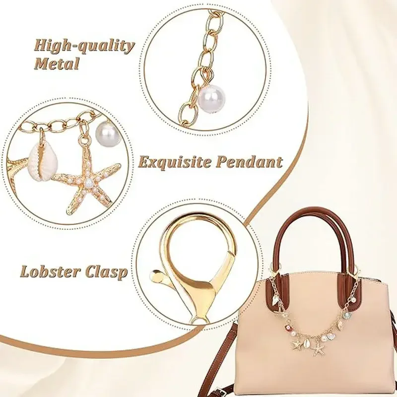 Bag Charms for Handbags Golden Keychain Purse Shell Charm Key Pendant Bag Accessories for Women Jewelry Making DIY Decoration view 3