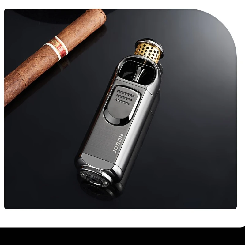 الصين 187 مسدس رش جديد ولاعة السجائر لهب أزرق راش مباشر محمول مقاوم للرياح ولاعة سيجار معدنية قابلة للنفخ