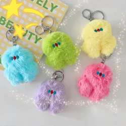 Korean Fuzzy Plush Monster Keychain Cartoon Stuffed Toy Key Ring Cute Backpack Decoration Phone Chain Hanging Jewelry