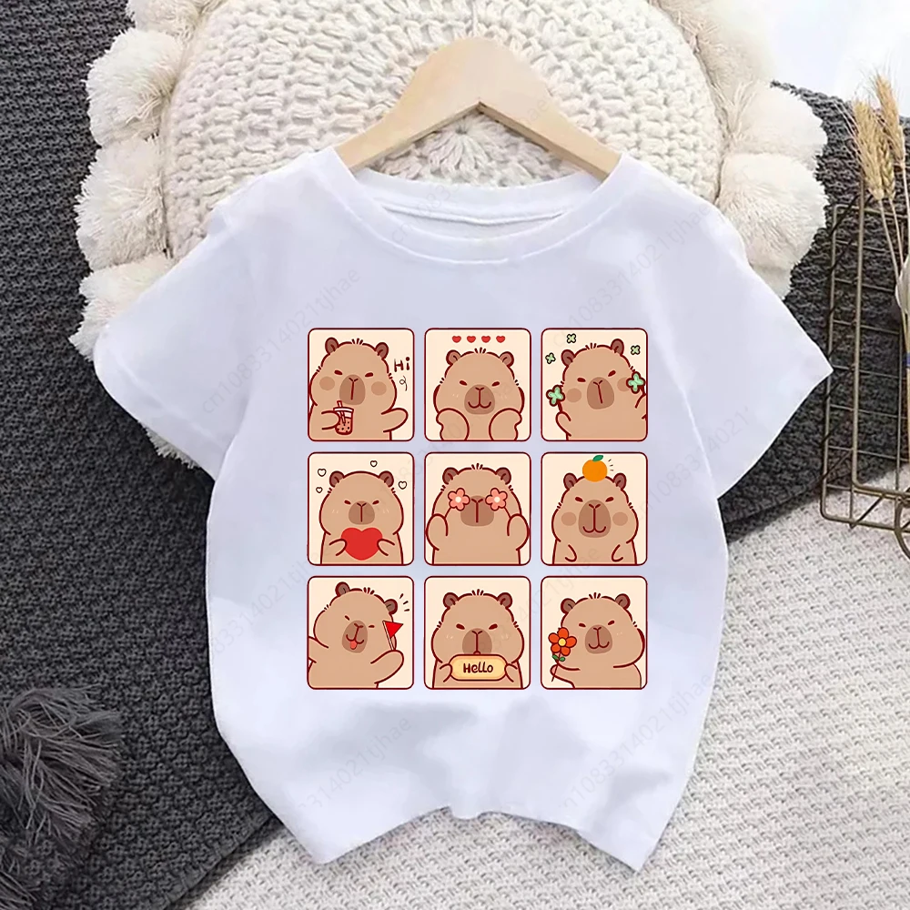

Cute Cartoon Capybara Kids T Shirts for Baby Birthday Party T-shirts for Girls T-Shirt for Boys Tshirts for Girl Tops Tee