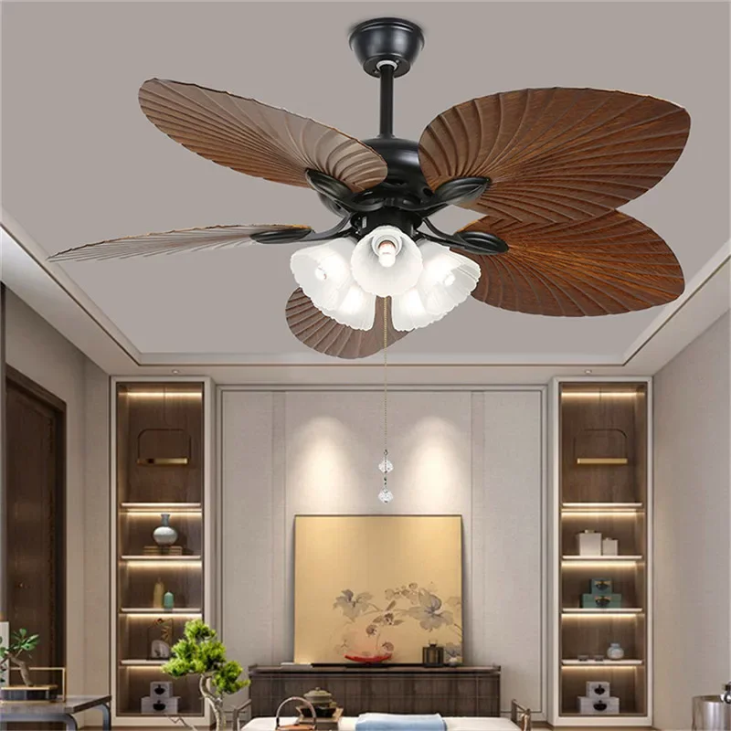 Ventilatore a LED di lusso europeo da 8M luce americana retrò soggiorno ristorante camera da letto ventilatore da soffitto luce ventilatore elettrico a distanza