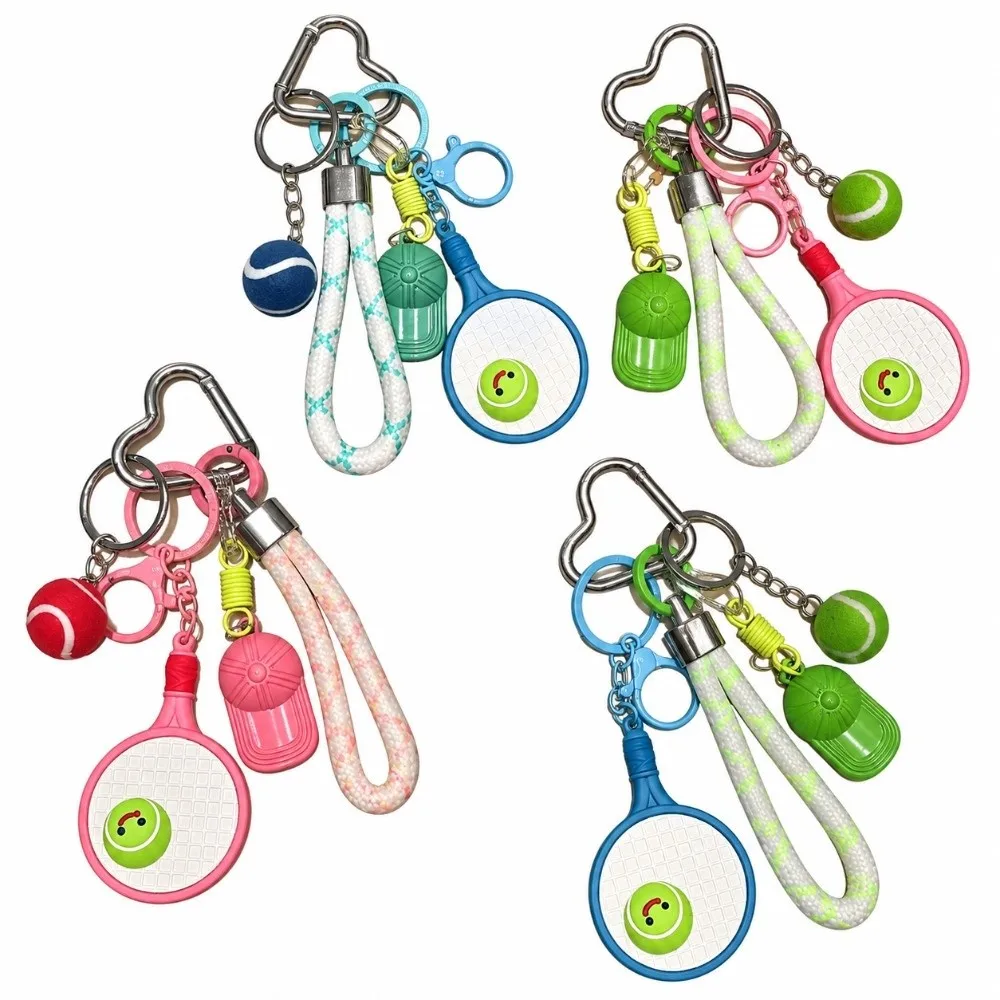 Fashion Tennis Ball Tennis Racket Keychain PVC Baseball Cap Bag Charm Pendant Backpack Pendant Women Man