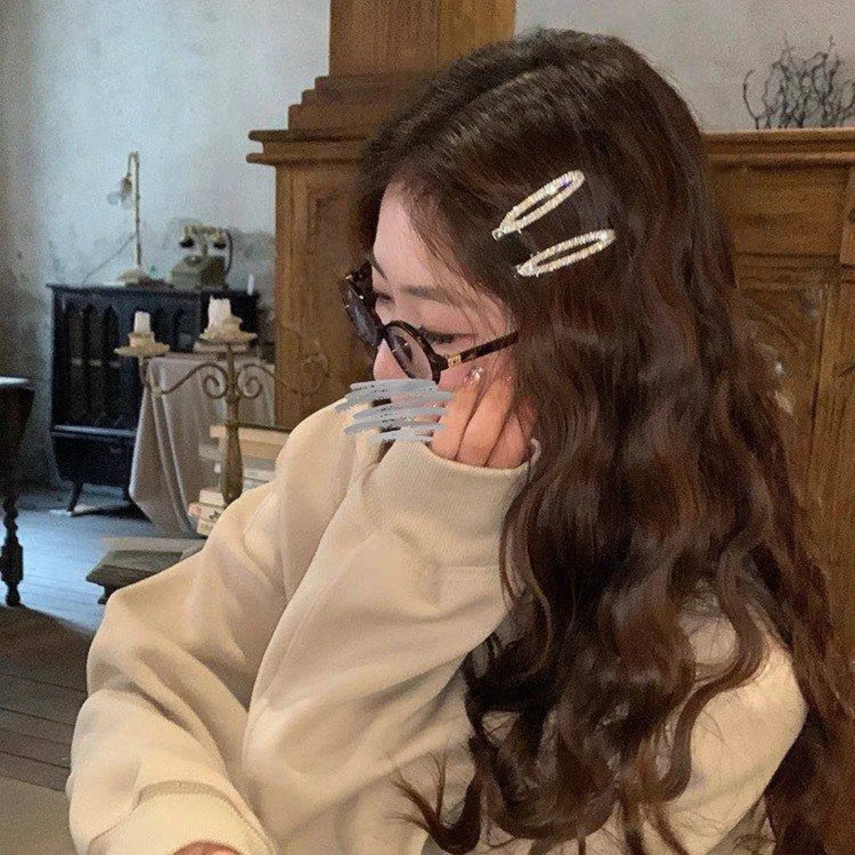 

Korean Rhinestone Side Hair Clips Exquisite Flat Bangs Baby Hair Grips for Women Girls Fashion