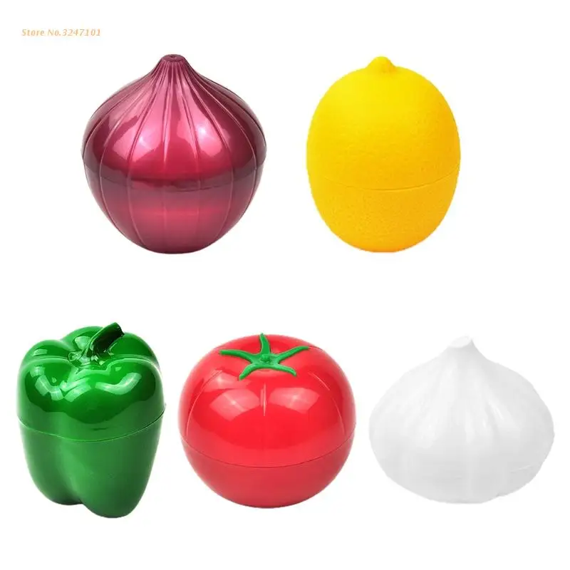 Creative Kitchen Crisper Vegetable Container Onion Garlic Tomato Lemon Green Pepper Refrigerator Storage Box Dropship