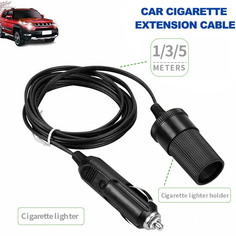 Automotive electrical cigarette lighter plug extension cable Power base adapter Automotive extension cable 1/3/5m line CE