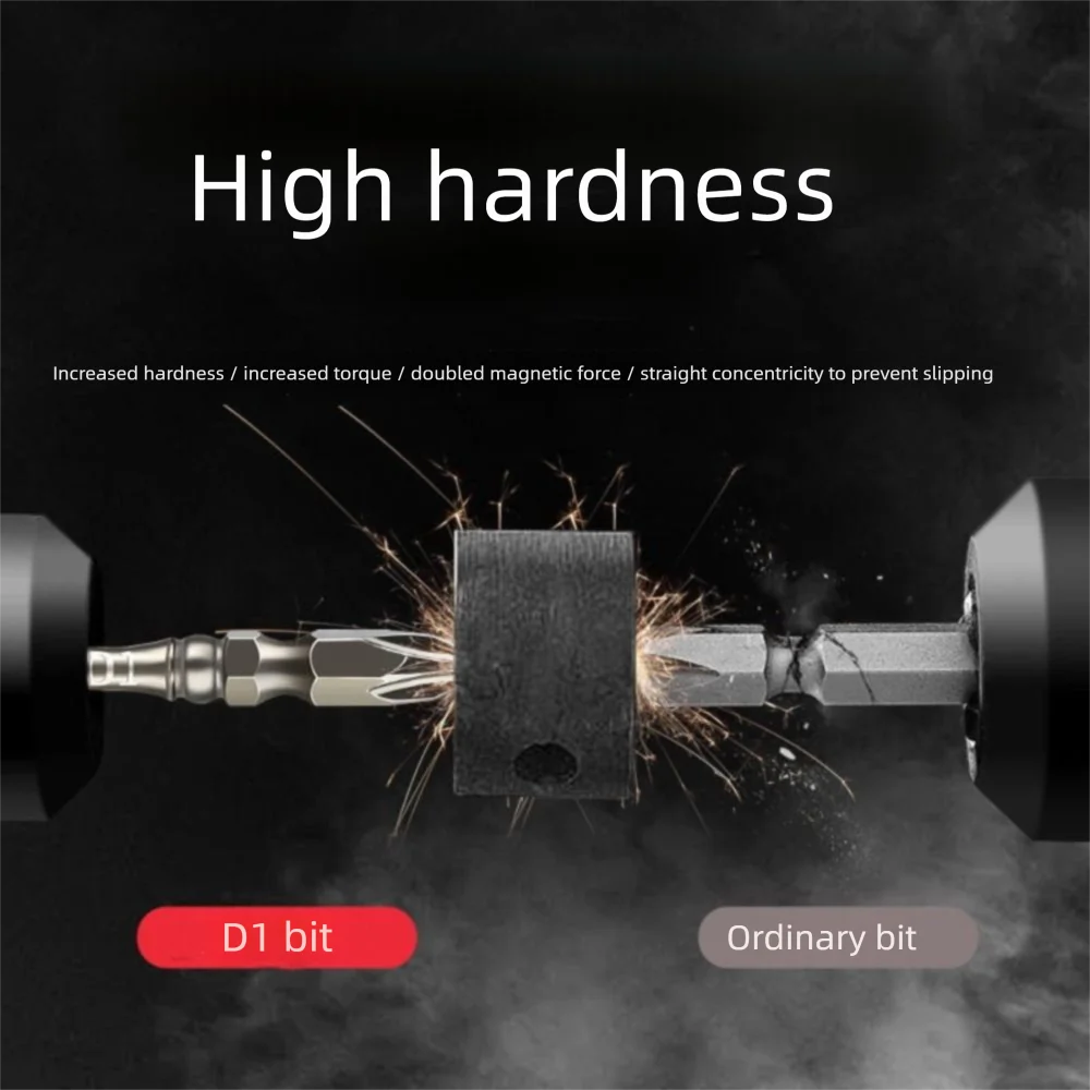 

D1 Thread Magnetic Batch Head Alloy Steel Impact Resistant Cross Bit Waterproof High Hardness PH2 Screwdriver Bits