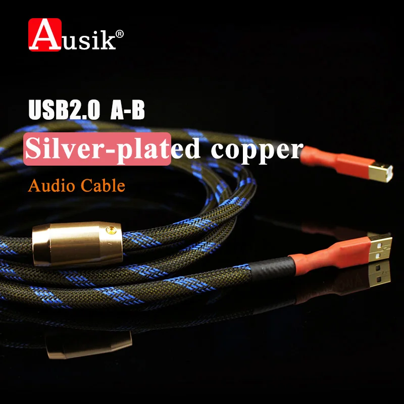 

A004 HiFi 2.0 USB A-B 4N OFC Silver plated copper Audio Cable for PC MP3 CD DVD Amplifier DAC