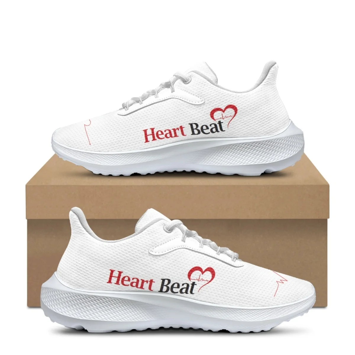 Heart Beat Pattern Print Fashion Sneakers for Women Summer Fall Comfort Breathable Outdoor Sneakers Wear-resistant Running Shoes