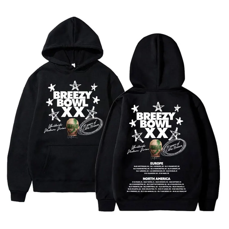 

Famous Chris Brown Breezy Bowl XX Tour 2025 Hoodie Men Women Hip Hop Pop Music Sweatshirt Male Fashion Vintage Hoodies Pullovers