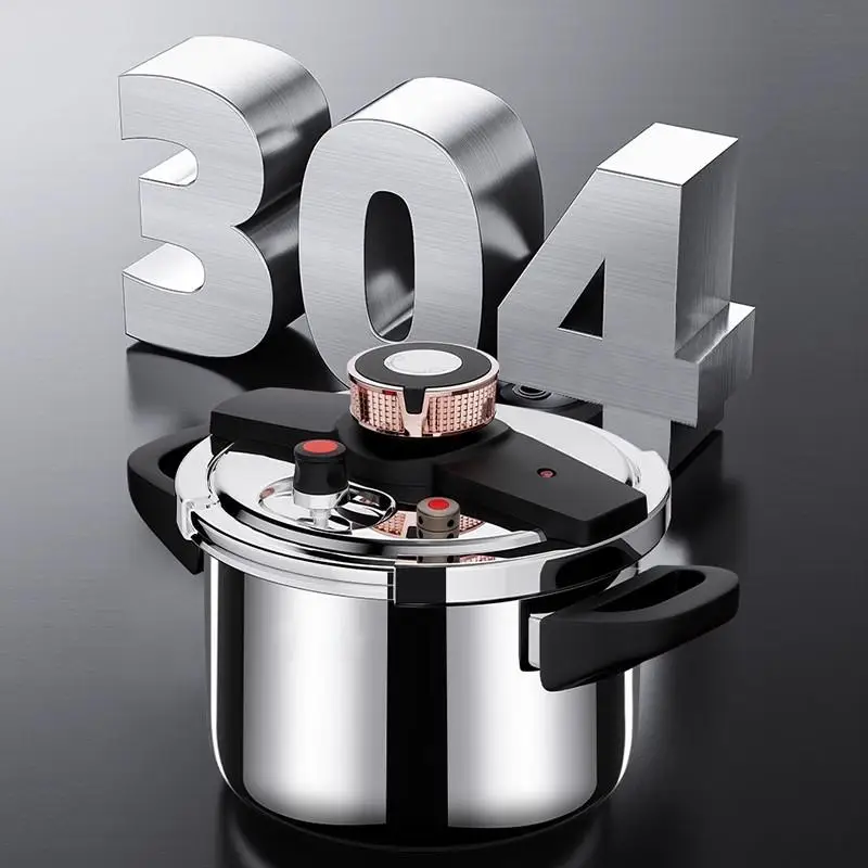 

One-Touch Pressure Cooker, 70% Faster & Multi Safety System, Premium 304 Stainless Steel with Rose Gold, Modern Kitchen Pot