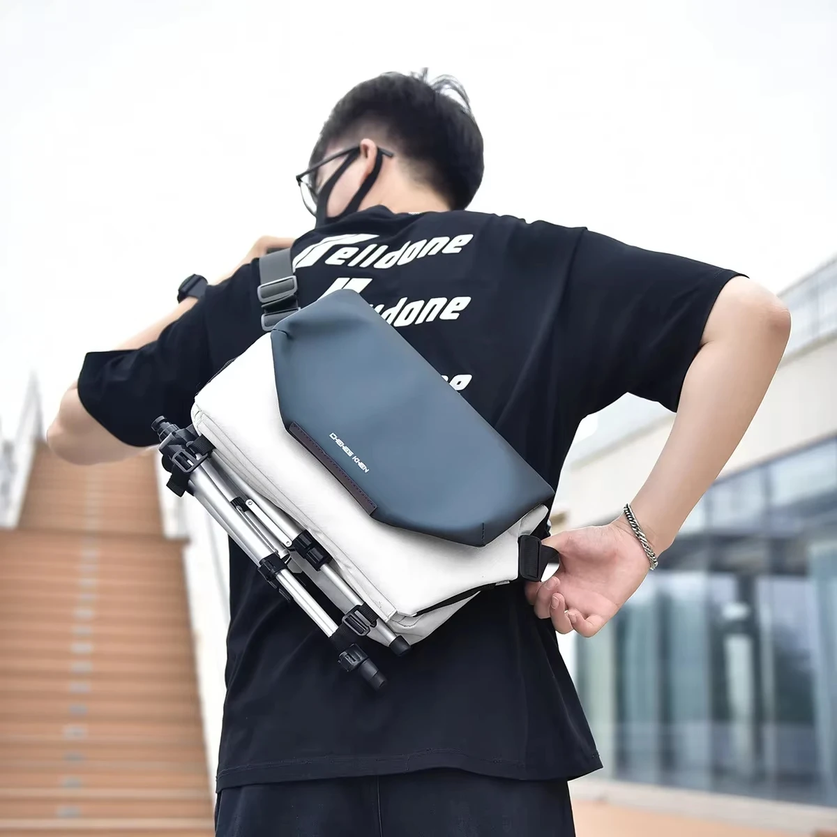 حقيبة كروس للجنسين لركوب الدراجات، حقيبة كتف واحدة، حقيبة صدر للرجال، حقيبة ظهر رياضية وظيفية على الموضة #4